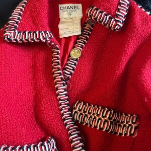 CHANEL Red Jacket with Gold Button